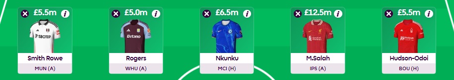 mohamed salah emile smith rowe morgan rogers christopher nkunku callum hudson odoi fantasy premier league